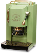 Faber PRO Total Deluxe Machine à café en laiton, dosettes ESE 44 mm, réservoir 1,3 L, blanc/Cherry Red