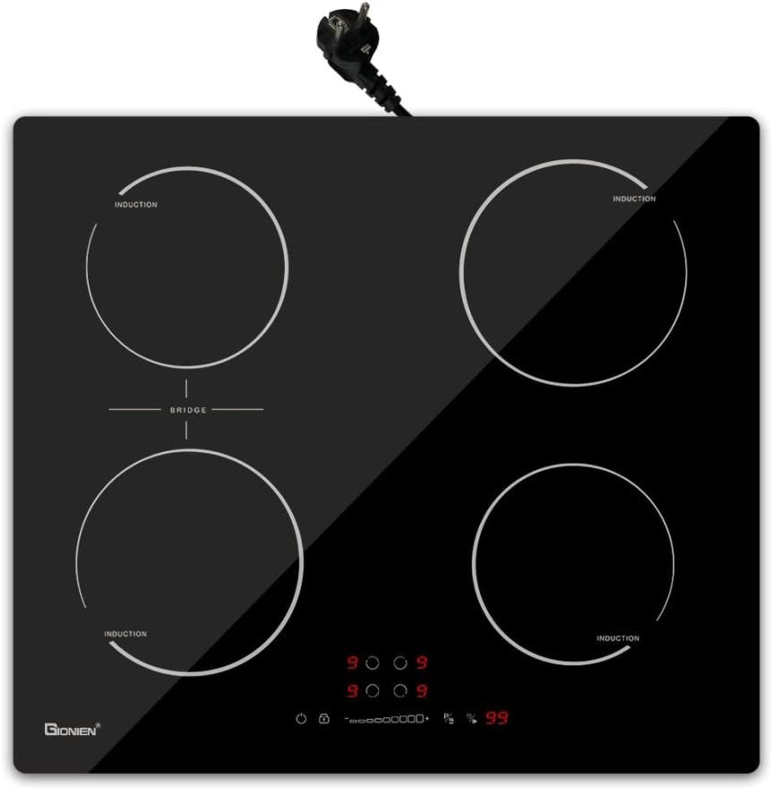 GIONIEN Plaque à induction 60 cm – Encastrable puissante avec zone flexible Bridge
