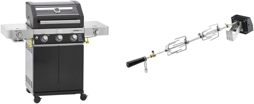 RÖSLE BBQ-Portable Videro E2-P Barbecue électrique de table – 2 brûleurs, grille de maintien au chaud, couvercle avec insert vitré, acier thermolaqué, noir/argent