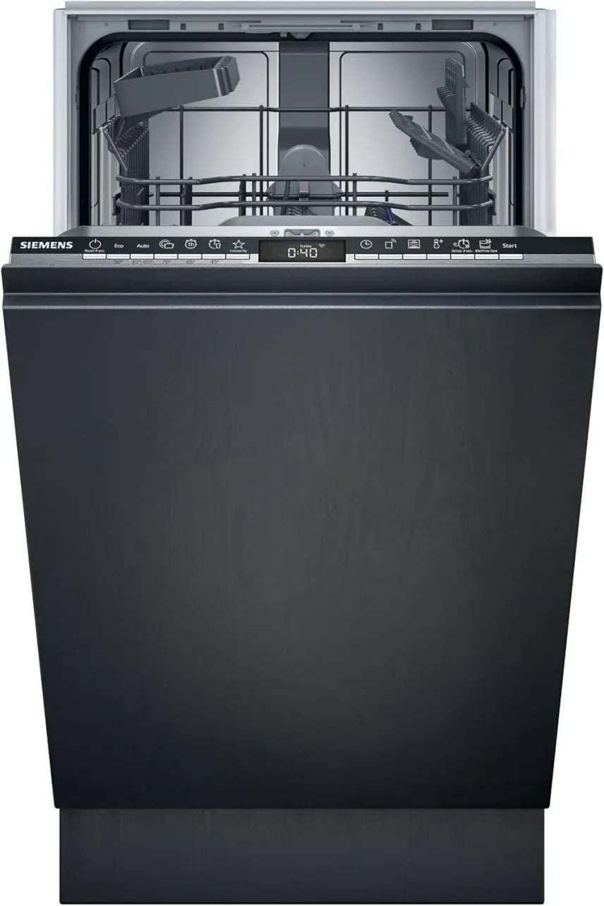 Siemens SR65YX08ME iQ500 Lave-vaisselle intelligent tout intégrable 45 cm – Tiroir à couverts, zéolithe, extra silencieux, aquaStop, ouverture auto, varioSpeed, éclairage intérieur