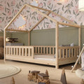 Crazy Pine Lit cabane avec tiroirs 200 × 90 cm – Lit enfant en bois naturel avec barrière anti-chute