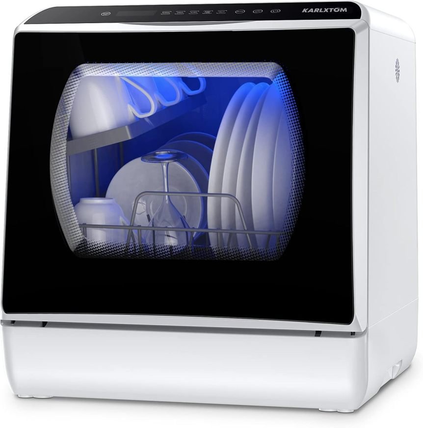 Karlxtom TDQR03A Mini lave-vaisselle – Modèle de comptoir compact pour petits foyers