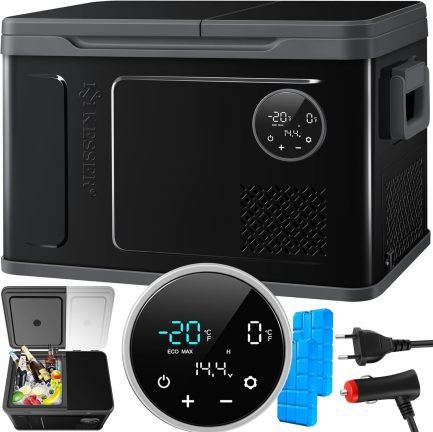 KESSER Glacière à compresseur double zone 2-en-1 – Réfrigération/congélation jusqu’à -20 °C, écran tactile LED, 2 accumulateurs, 12/24 V et 230 V, camping/voiture/camion 1