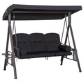Outsunny Balancelle de jardin 3 places avec toit et coussins – Noir