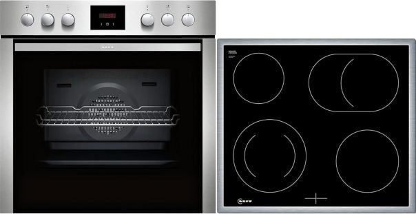 NEFF EDX442 Ensemble four/plaque – Four encastrable E1ECD0AN0 N30 CircoTherm 60 cm inox + plaque électrique M13R42N2 N50 60 cm noire avec cadre 1