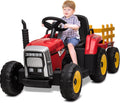 HAUSPROFI Tracteur électrique enfant 12 V 3 vitesses avec remorque – 2 modes, télécommande 2,4 GHz, LED, Bluetooth, musique, USB, dès 3 ans, vert