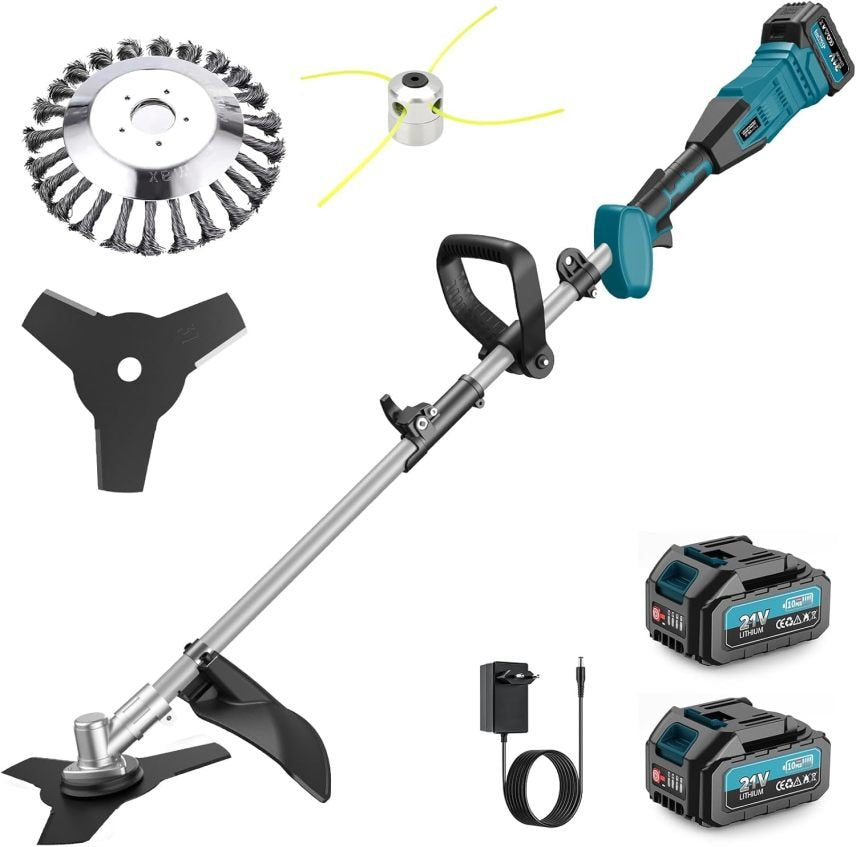 Coupe-bordures sans fil avec 2 batteries 16 000 mAh/21 V – Débroussailleuse brushless 1000 W, coupe 30 cm, multifonction E-Edge