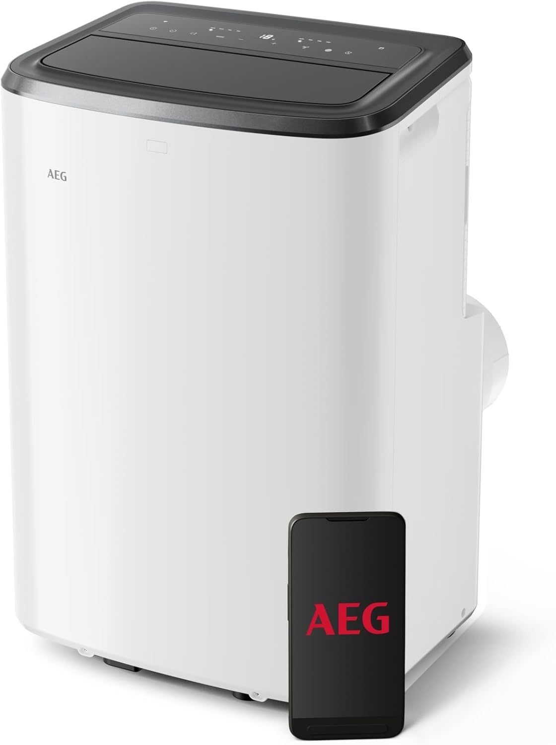 AEG Chillflex Pro AXP26U338CW Climatiseur mobile – Écran LED, commandes tactiles, télécommande, 30-40 m², refroidissement, ventilation, déshumidification, automatique, blanc/argent/noir