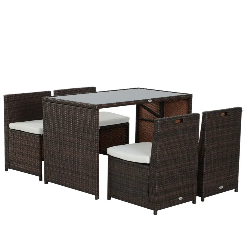 Outsunny Salon de jardin 5 pièces en résine tressée – Résistant aux intempéries et aux UV