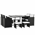 Outsunny Salon de jardin en polyrotin 9 pièces, peu encombrant, résistant aux intempéries 1