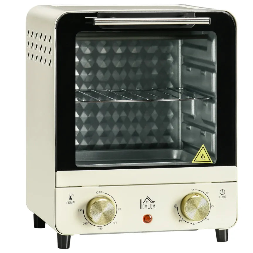 HOMCOM Mini-four crème avec température réglable, minuterie et fenêtre de visualisation 1