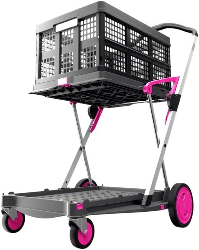 Chariot pliable multifonction – Chariot de courses mobile avec caisse de rangement