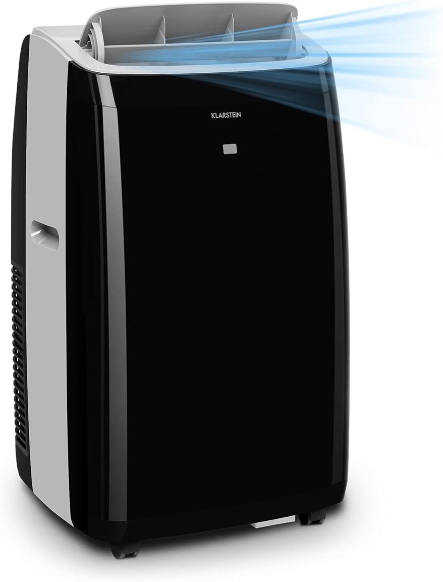 Klarstein Climatiseur mobile avec tuyau d’évacuation 4-en-1 – Ventilateur, déshumidificateur, mode nuit, portable pour maison et bureau, faible consommation, 14 000 BTU