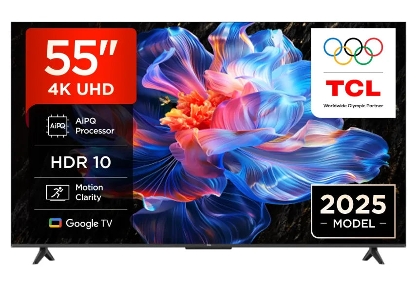 TCL 55V6C Smart TV 55″ Direct LED 4K HDR avec Google TV – Dolby Audio, Motion Clarity, compatible Google Assistant et Alexa