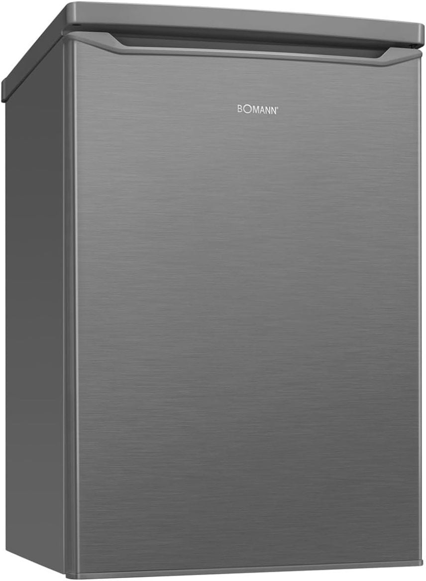 Bomann Petit réfrigérateur avec compartiment congélateur – 2 clayettes, silencieux, congélateur 4 étoiles, bac fruits/légumes, porte réversible, KS 7251 inox