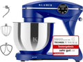 KLAMER Robot pâtissier 1800W, pétrin avec bol inox 6 litres, 10 vitesses avec minuterie, fouet, crochet pétrisseur, fouet à œufs et pare-éclaboussures