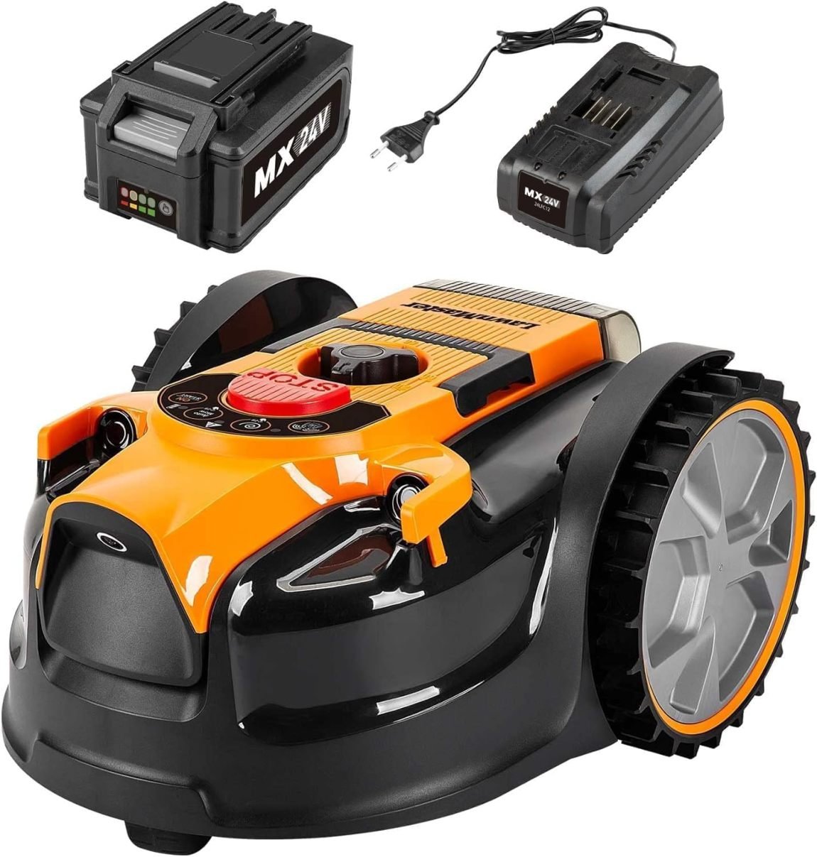 LawnMaster VBRM16 OcuMow Robot tondeuse jusqu’à 100 m² – Sans câble périmétrique, batterie lithium-ion MX 24 V 4,0 Ah