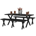 Outsunny Ensemble de brasserie 3 pièces aspect bois avec trou pour parasol