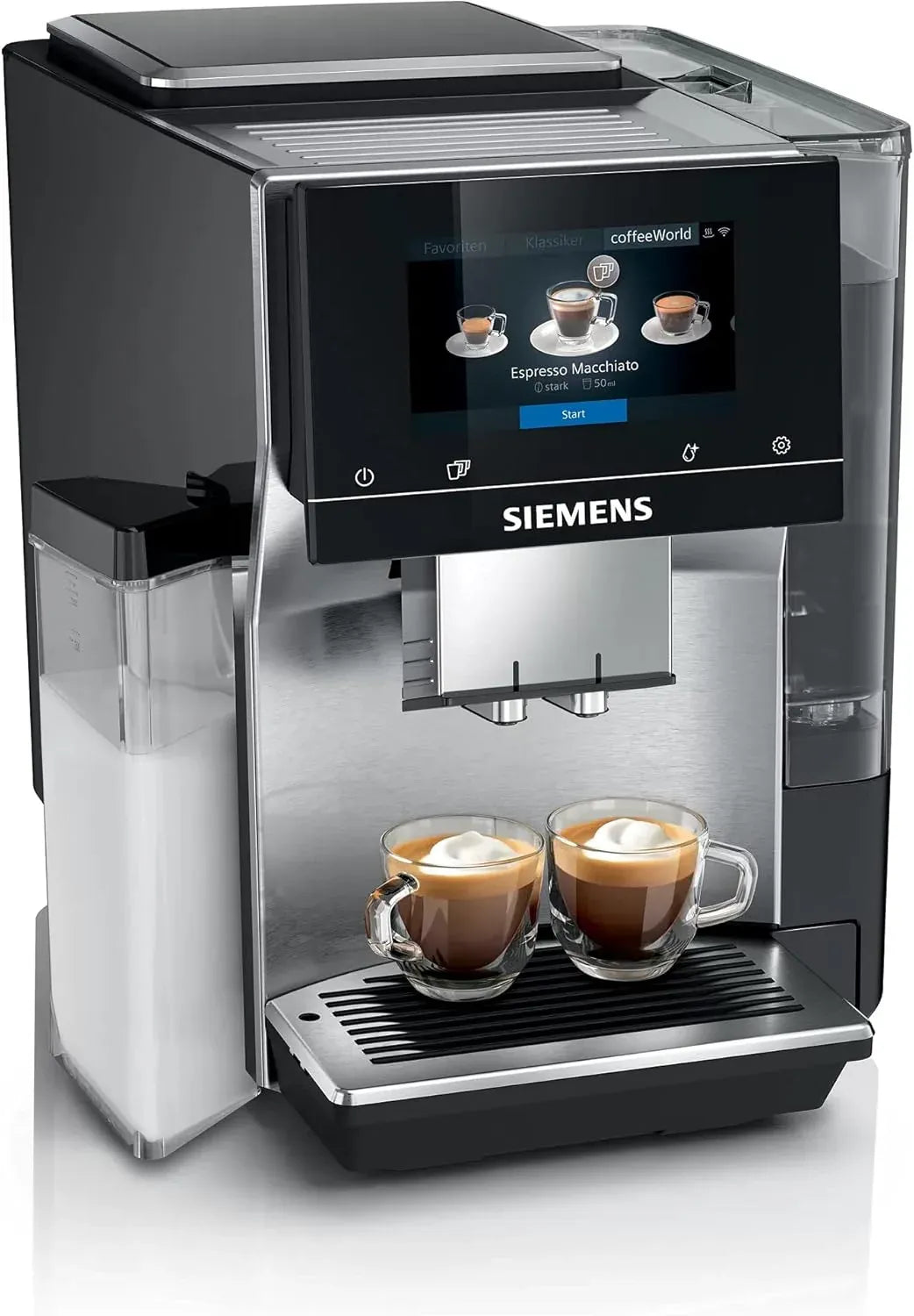 Siemens EQ900 TQ903D03 Machine à café automatique – Contrôle app, écran tactile, mode Barista, AromaBoost, réduction du bruit, moulin premium, nettoyage vapeur auto, 1500 W, inox