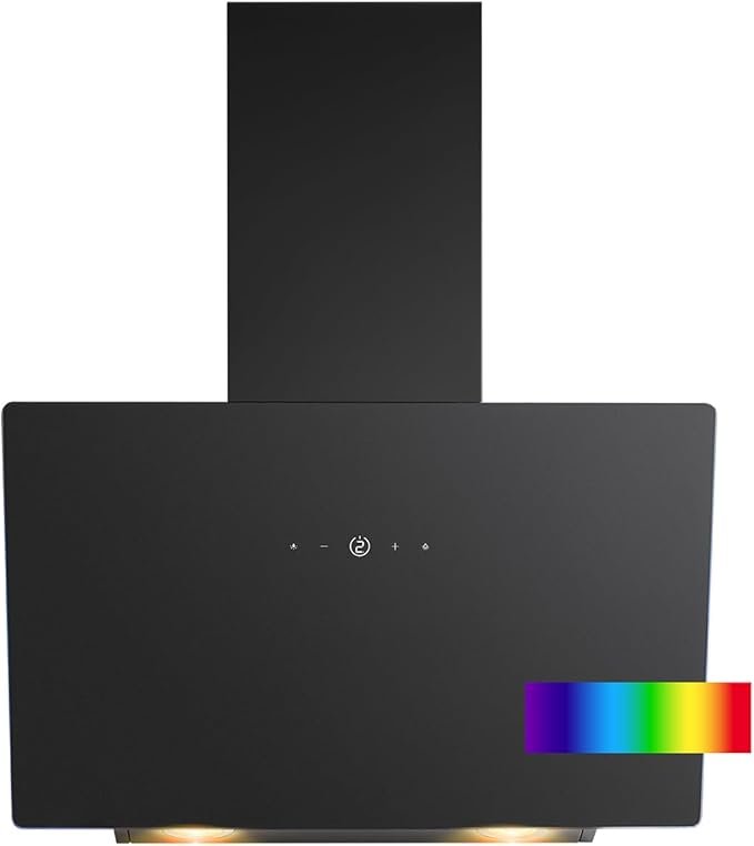 Bomann DU 7611 G Hotte inclinée 60 cm – Éclairage d’ambiance LED, recyclage/évacuation, matériel de montage inclus