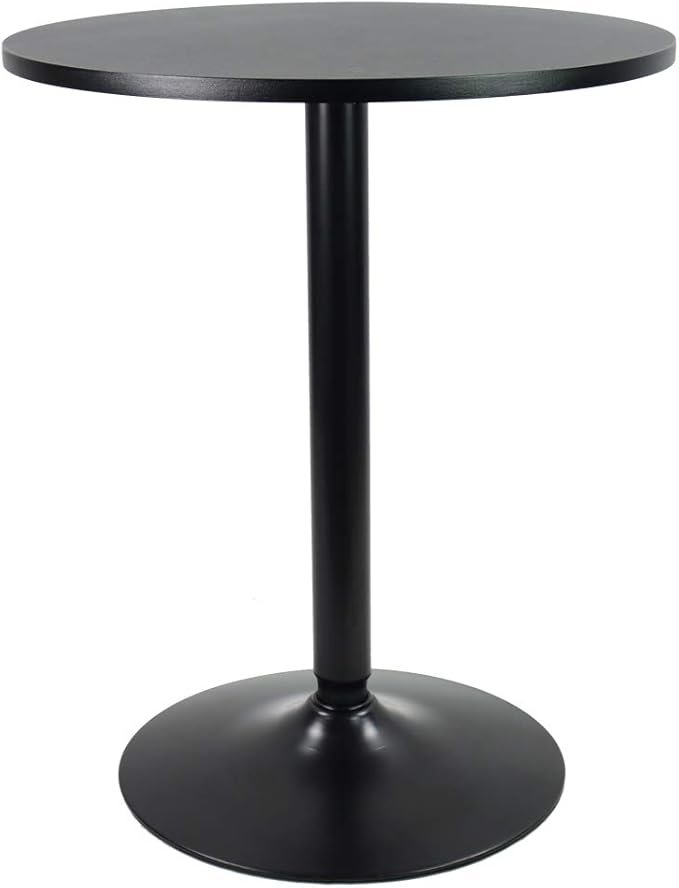 KKTONER Table de bar ronde type bistrot – Noir – Description du produit