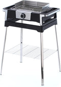 SEVERIN SENOA DigitalBOOST S Barbecue électrique sur pied PG 8118 – Jusqu’à 500 °C, surface SafeTouch, inox/noir