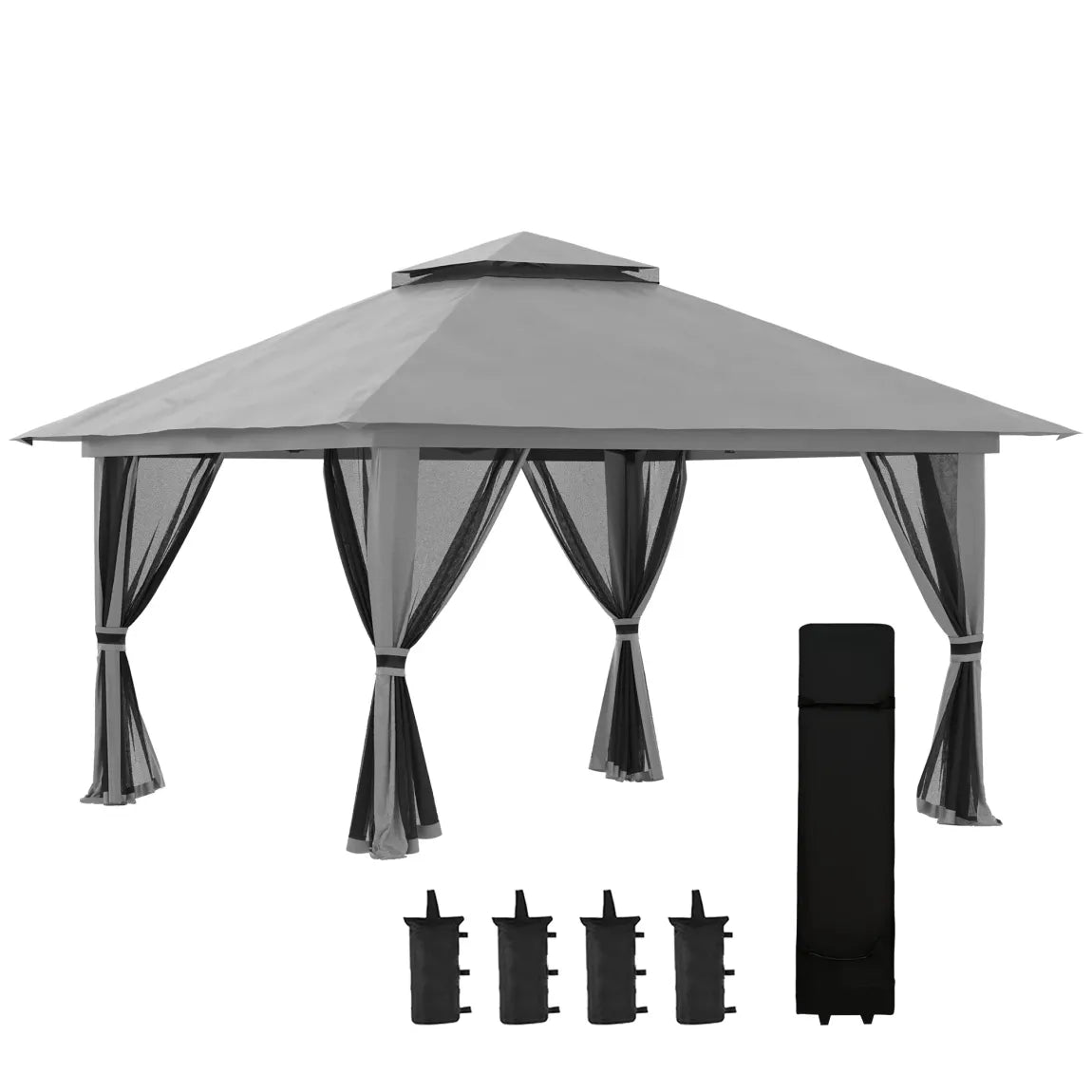 Outsunny Barnum pliant réglable en hauteur UV50+ avec roulettes