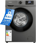 Bomann® Lave-linge 8 kg, 1400 tr/min – Garantie moteur 10 ans, moteur inverter silencieux, 15 programmes, écran LED, fonction vapeur, WA 7185 titane/noir