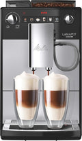 Melitta Latticia OT Machine à café automatique – Système lait, broyeur et fonction cappuccino, argent/noir