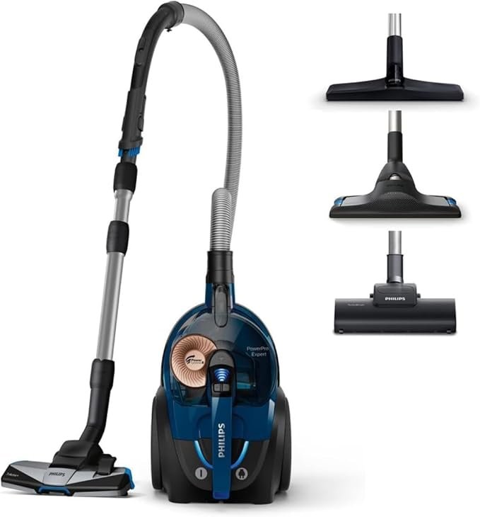 Philips PowerPro Compact Aspirateur-traîneau sans sac – Compact et puissant, bleu/noir