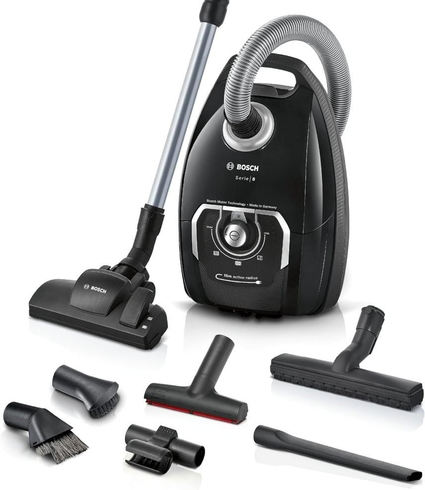 Bosch Série 8 BGB75X494 Aspirateur avec sac – Idéal allergies, filtre hygiène, brosse parquet/tapis/carrelage, long câble, silencieux, 650 W, bleu