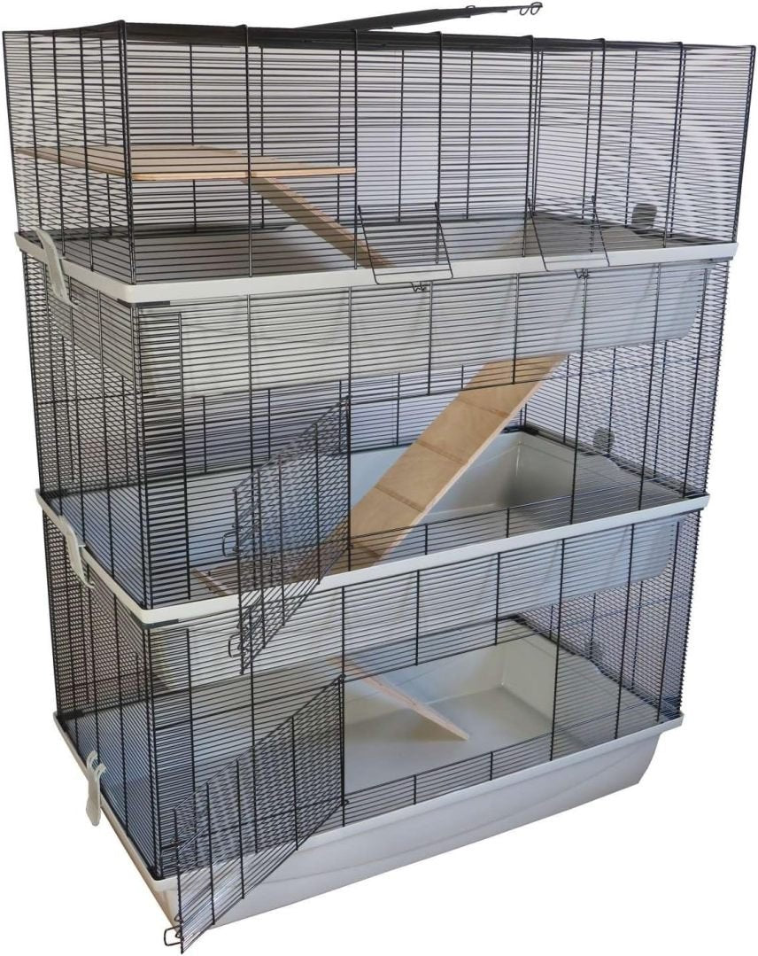 PETGARD Carlos Sky Cage XXL 3 niveaux pour petits animaux – Lapins, hamsters et souris, échelles en bois, 98 × 52 × 129 cm