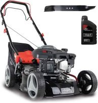 Scheppach MS150-42 Tondeuse thermique 3,5 ch – Coupe 42 cm, traction, châssis acier, nettoyage, mulching, bac 45 L, 7 hauteurs 25–75 mm