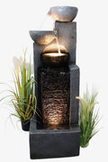 Arnusa Grande fontaine de jardin avec éclairage LED – Noir/gris