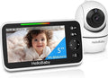 HelloBaby Babyphone vidéo avec caméra – Écran 5 pouces, autonomie 30 h, PTZ 355°/120°, zoom 2×, vision nocturne, température, 8 berceuses, portée 305 m, sans Wi-Fi