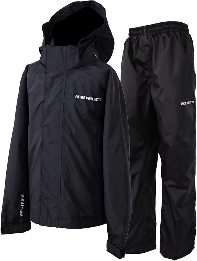Acme Projects Ensemble de pluie 2 pièces – Veste et pantalon 100 % étanches et respirants, 10 000 mm / 3000 g, coutures étanchées, zip YKK