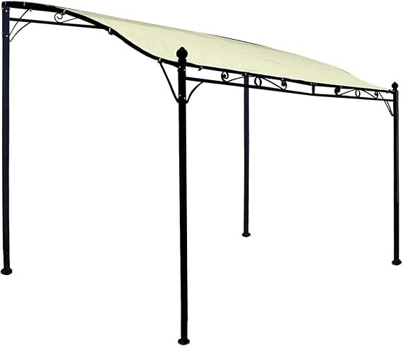 DEGAMO Mantova Tonnelle de jardin 300 × 250 cm – Cadre acier noir, toit étanche écru