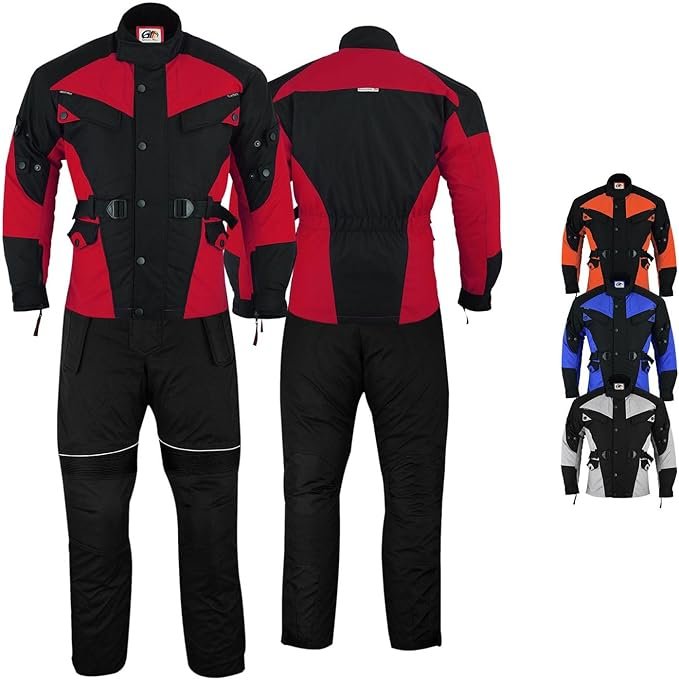 German Wear Ensemble moto 2 pièces – Veste et pantalon textile Cordura, robuste et résistant aux intempéries