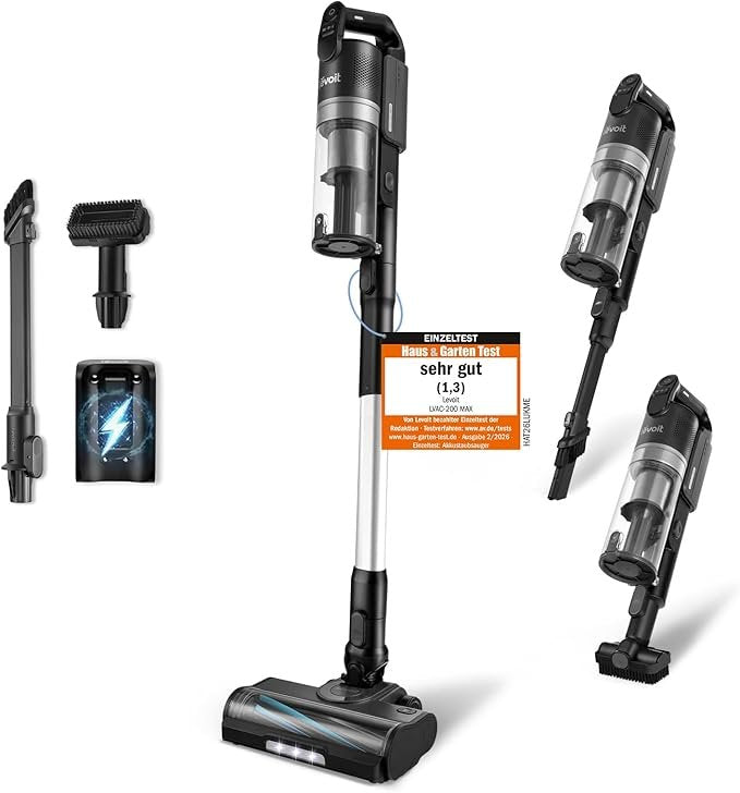 Levoit LVAC-200 MAX Aspirateur sans fil – Filtre HEPA, système anti-emmêlement, pour sols durs, moquettes et poils d’animaux