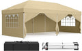 SONGMICS Tonnelle pliante 3 × 6 m – Tente jardin/réception avec parois, légère, étanche, protection UV, portable, beige, GCT204LZ01