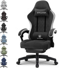 GTPLAYER Chaise gaming ergonomique en tissu – Coussin à ressorts, accoudoirs et repose-pieds, charge jusqu’à 150 kg, noir clair