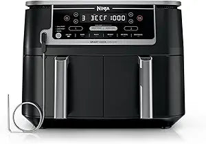 Ninja Foodi MAX Dual Zone Airfryer AF400EUCP – 9,5 L Friteuse à air avec 2 tiroirs, fonctions 6-en-1, Max Crisp, cuisson pauvre en huile, Cuivre/Noir