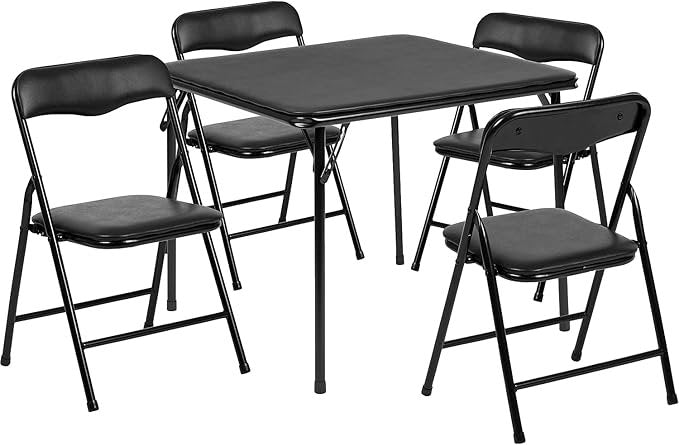 Flash Furniture Mindy Ensemble enfant avec table pliante et chaises, 5 pièces, noir – Description du produit