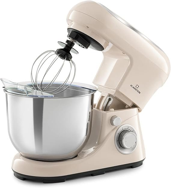 Klarstein Robot pâtissier multifonction 1300 W – Bol 5 L, crochet pétrisseur, rotation planétaire, 6 vitesses