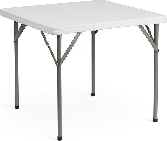 Flash Furniture Table pliante carrée en plastique blanc effet granit 87 × 87 × 75 cm – Description du produit