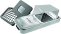 ALLIGATOR 3093 Coupe-légumes multifonction en acier inoxydable avec bac de récupération – 3 lames interchangeables (3×3 mm, 6×6 mm, 12×12 mm), sans BPA, coupe-oignons et coupe-pommes de terre