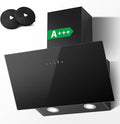 TopStrong Hotte murale 60 cm – Classe A+++, 450 m³/h, filtre charbon, éclairage LED, 3 vitesses + Booster, commande tactile, verre noir