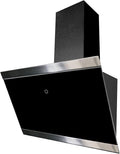 respekta CH89060S Hotte inclinée 60 cm – Verre avec cadre inox, évacuation/recyclage, classe A++, noire