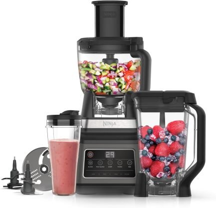 Ninja BN800EU Robot multifonction et blender 3-en-1 – 5 programmes, bol 1,8 L, pichet 2,1 L, gobelet 700 ml, 1200 W, lave-vaisselle, Auto-iQ, noir