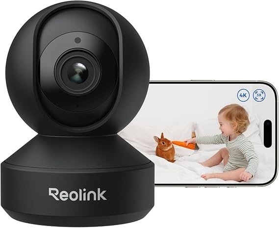 Reolink E1 Zoom Caméra de surveillance intérieure 4K PTZ Wi-Fi – Zoom optique 3×, Wi-Fi 6 2,4/5 GHz, détection intelligente, bébé/animaux, noire